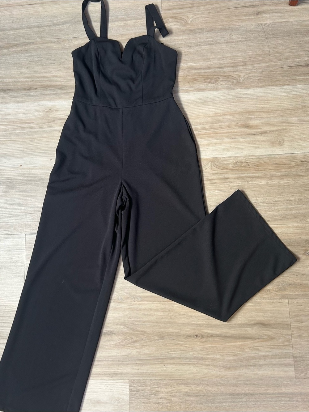 bebe Black Wide-Leg Strappy Jumpsuit